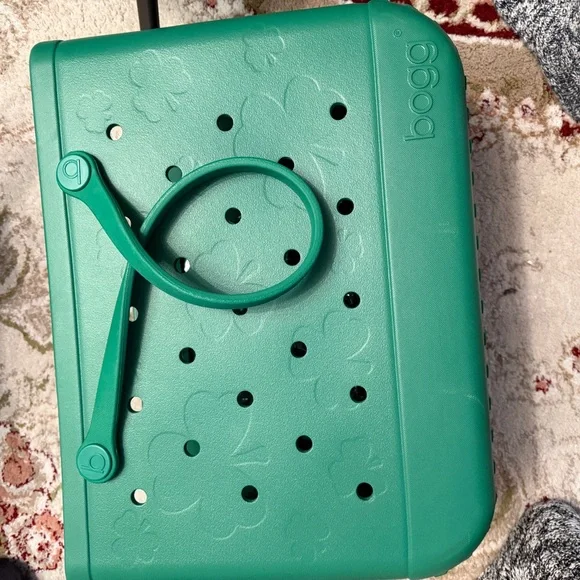 Teal shamrock Bogg Bag Tote - Picture 4 of 10